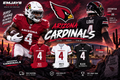 Arizona Cardinals graphic featuring Jeremiyah Love number 4 with red white and black jersey samples