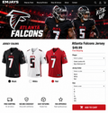 Atlanta Falcons jersey color previews for black, white, and red jerseys