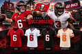 Emjays Sports Tampa Bay Buccaneers upgraded team image with Baker Mayfield, Rueben Bain Jr., and red, white, black, and creamsicle jerseys